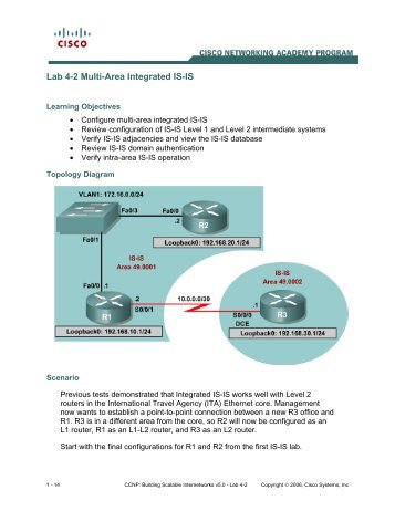 Lab 4-2 Multi-Area Integrated IS-IS