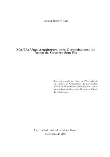 MAN´A: Uma Arquitetura para Gerenciamento de Redes de ... - UFMG