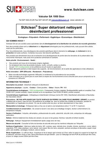 SUIclean Super détartrant nettoyant désinfectant ... - Valcolor SA