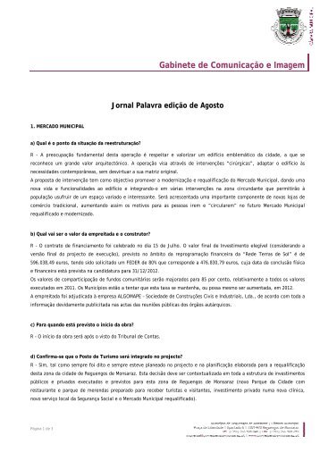 Jornal Palavra - Município de Reguengos de Monsaraz