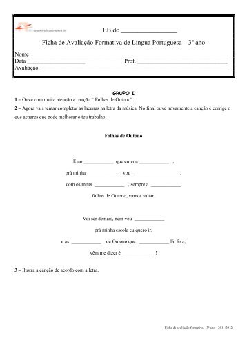 Ficha de Avaliação Formativa de Língua Portuguesa – 3º ... - profclara