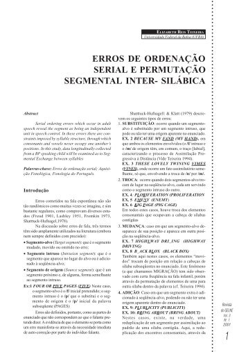 erros de ordenação serial e permutação segmental inter ... - GELNE