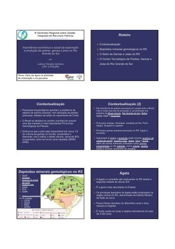 Depósitos minerais gemológicos no RS Ágata - Arena Conference