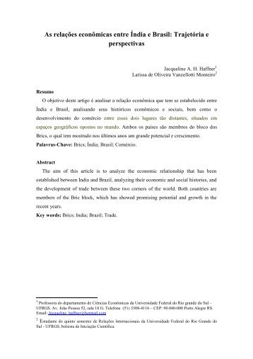 As relações econômicas entre Índia e Brasil - Proceedings.scielo.br