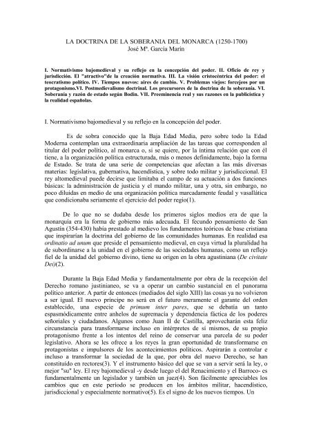 LA DOCTRINA DE LA SOBERANIA DEL MONARCA (1250-1700 ...