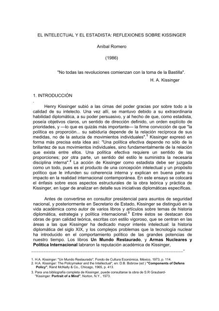 el intelectual y el estadista: reflexiones sobre ... - Aníbal Romero