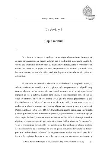 Lo obvio y 4 Caput mortum - EIKASIA - Revista de Filosofía