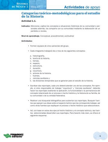 Actividades de apoyo