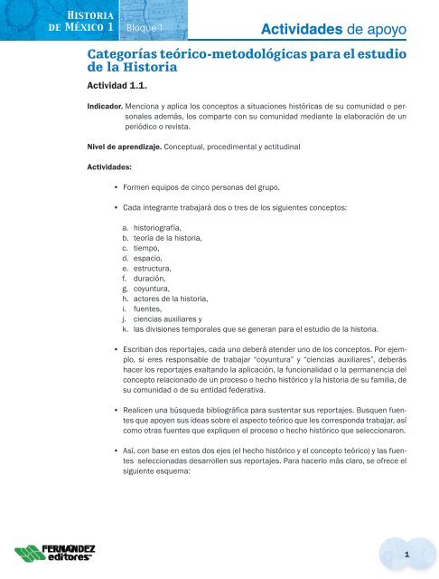 Actividades de apoyo