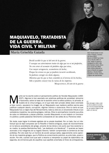 maquiavelo, tratadista de la guerra. vida civil y militar ... - Centro Naval