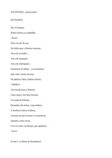 ATLÂNTIDA - poema épico [do Prelúdio] Íon, no Espaço Poeira ...