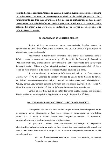 MINISTÉRIO PÚBLICO DO ESTADO DO RIO GRANDE DO NORTE