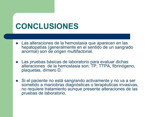 Alteraciones complejas de la hemostasia en las hepatopatías