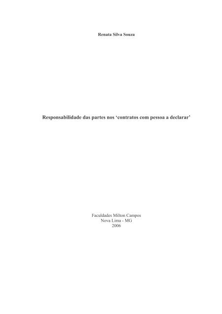 Responsabilidade das partes nos ”contratos com ... - Milton Campos