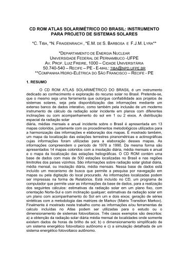 CD ROM ATLAS SOLARIMÉTRICO DO BRASIL é um ... - seeds usp