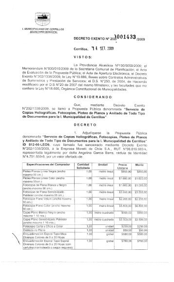 decreto exento n° 202/0 0 4 332009 - I. Municipalidad de Cerrillos