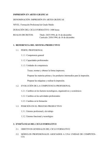 Currículo completo del ciclo para el MECD - Formación Profesional