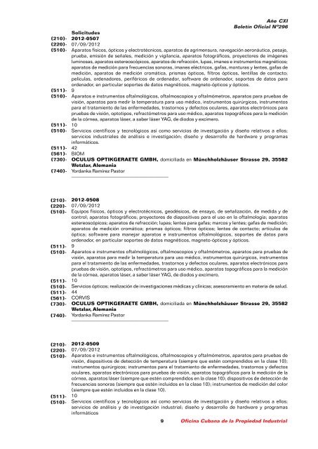 boletin 296.1pmd - Oficina Cubana de la Propiedad Industrial