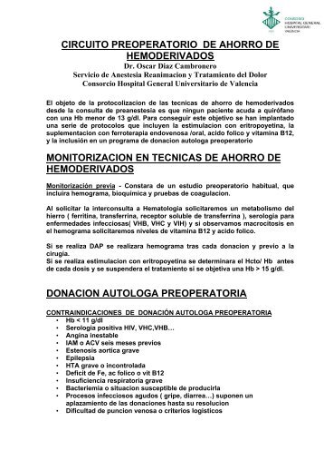 CIRCUITO PREOPERATORIO DE AHORRO DE HEMODERIVADOS ...