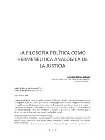 La Filosofía Política Como Hermenéutica - Universidad de Cartagena