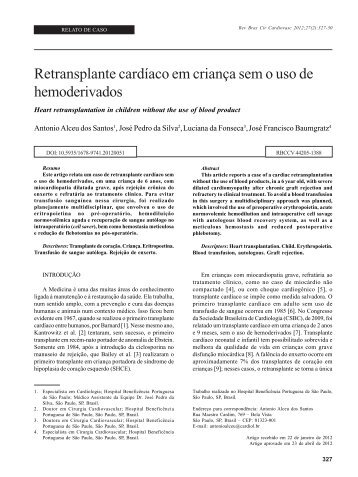 Retransplante cardíaco em criança sem o uso de hemoderivados