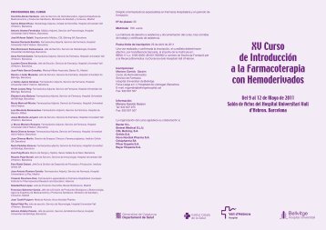 XV Curso de Introducción a la Farmacoterapia con Hemoderivados