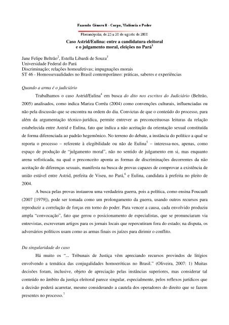 Caso Astrid/Eulina - Seminário Internacional Fazendo Gênero