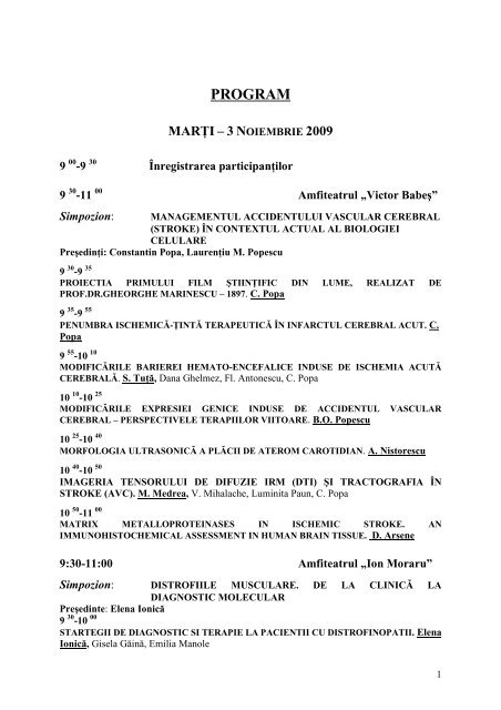 Program final - Institutul Naţional "Victor Babeş"