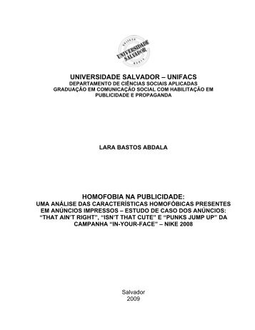 HOMOFOBIA NA PUBLICIDADE - Observatório de Segurança ...