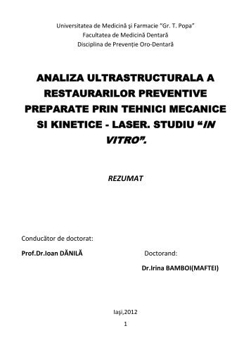 analiza ultrastructurală a restaurărilor preventive ... - Gr.T. Popa