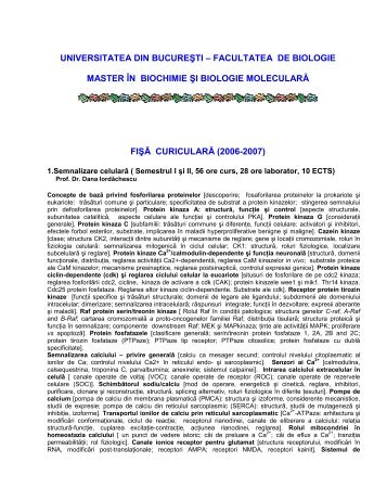 universitatea din bucureşti – facultatea de biologie master în