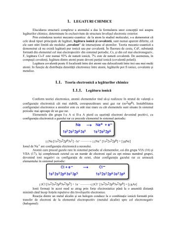 1. LEGATURI CHIMICE 1.1. Teoria electronică a legăturilor chimice ...