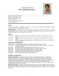 Curriculum vitae Dr. Cristina Purcarea - Institutul de Biologie Bucureşti