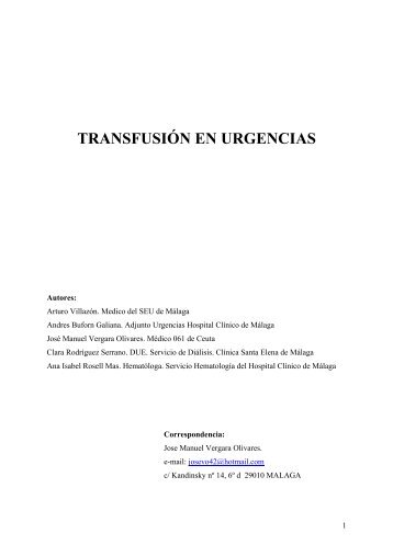 Transfusión en Urgencias. Reacciones Postransfusionales