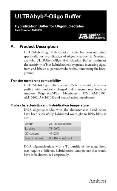 Ultrahyb Oligo Buffer Invitrogen