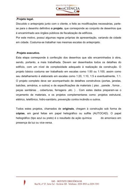 Desenho Arquitetônico - Projetos Técnicos - Instituto Consciência GO