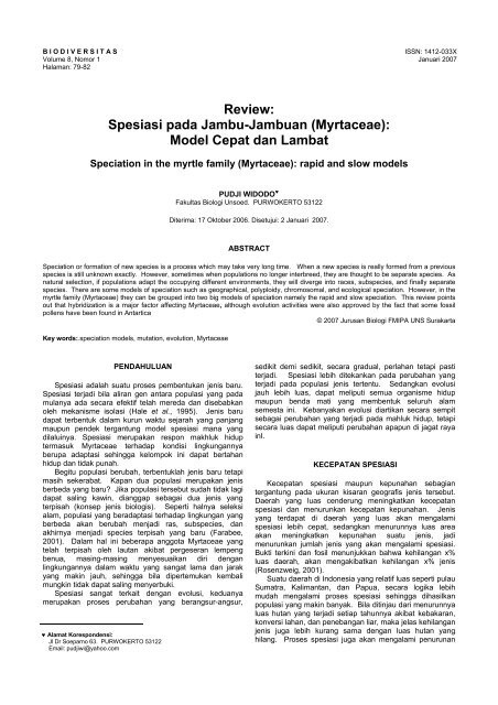 Review: Spesiasi pada Jambu-Jambuan (Myrtaceae ... - Biodiversitas