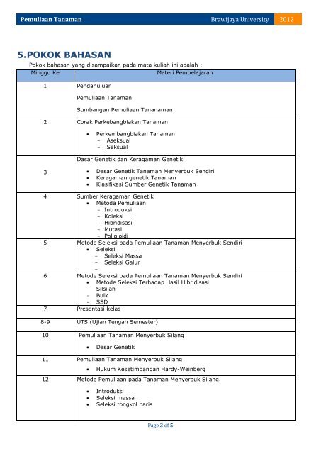 PEMULIAAN TANAMAN - Universitas Brawijaya