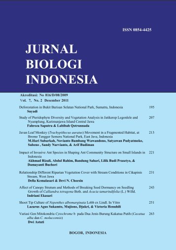 jurnal biologi indonesia - Research Center for Biology - LIPI