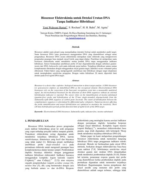 Biosensor Elektrokimia untuk Deteksi Urutan DNA Tanpa Indikator ...