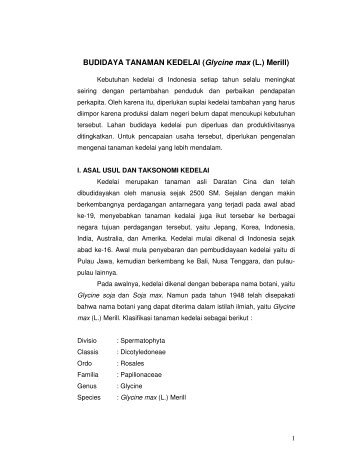 BUDIDAYA TANAMAN KEDELAI (Glycine max (L.) Merill)