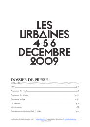 DOSSIER DE PRESSE - Les Urbaines