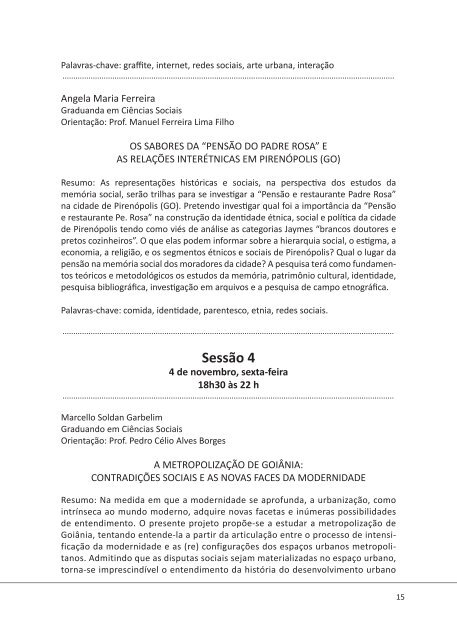 Caderno de resumos - Faculdade de Ciências Sociais - UFG