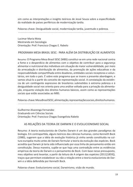 Caderno de resumos - Faculdade de Ciências Sociais - UFG