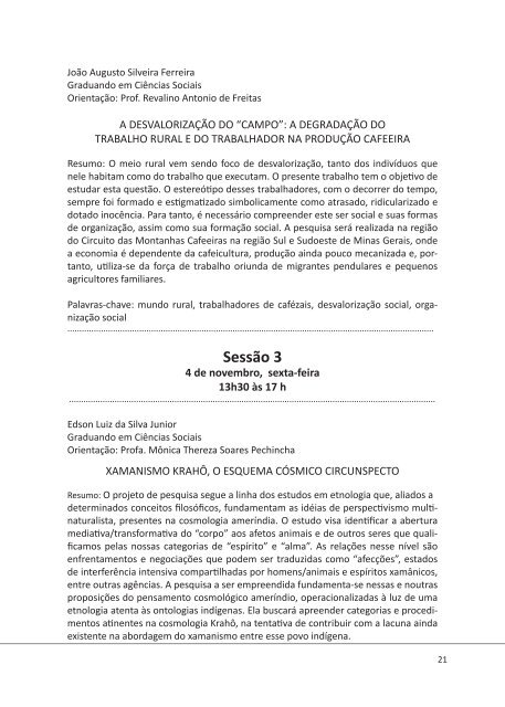 Caderno de resumos - Faculdade de Ciências Sociais - UFG