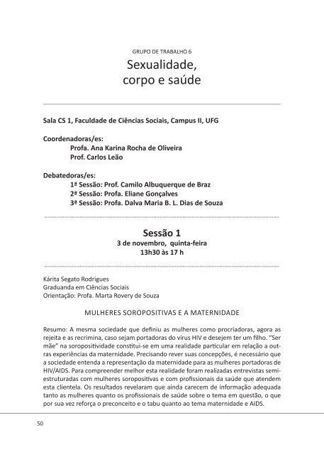 Caderno de resumos - Faculdade de Ciências Sociais - UFG