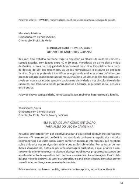 Caderno de resumos - Faculdade de Ciências Sociais - UFG