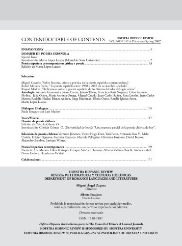 Contenido/ table of Contents