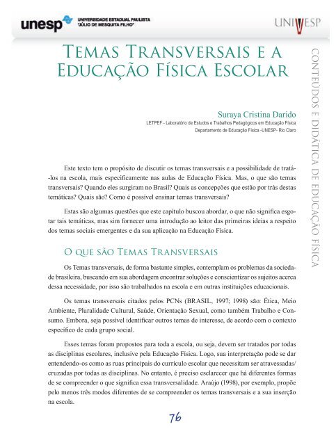 Temas transversais ea educação física escolar - Acervo Digital da ...
