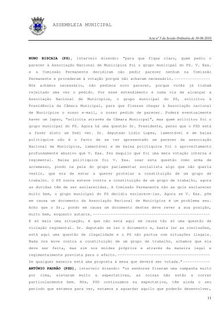 ACTA N.º 5 /2010 SESSÃO ORDINÁRIA DE 30-06-2010